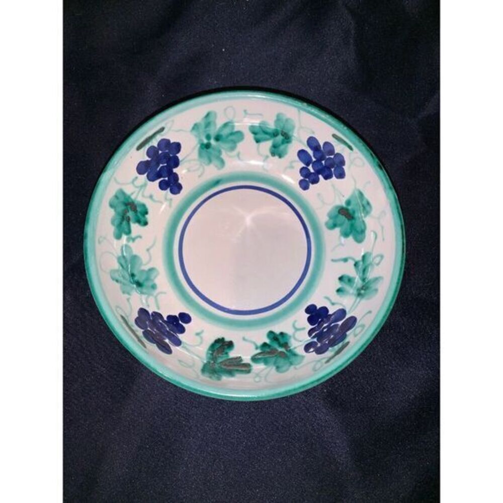 VIETRI‎ Blue Green GRAPES GRAPEVINE BOWL 7.25" Rare